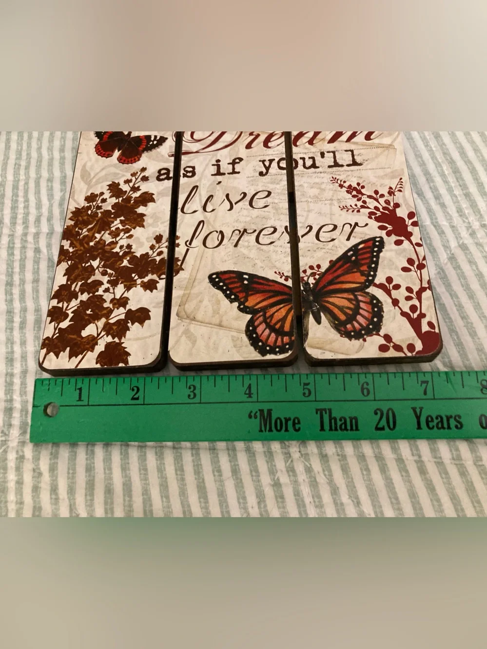 Triptych Dream As If You'll Live Forever Butterfly Triptych-style Wall 7” x 7”